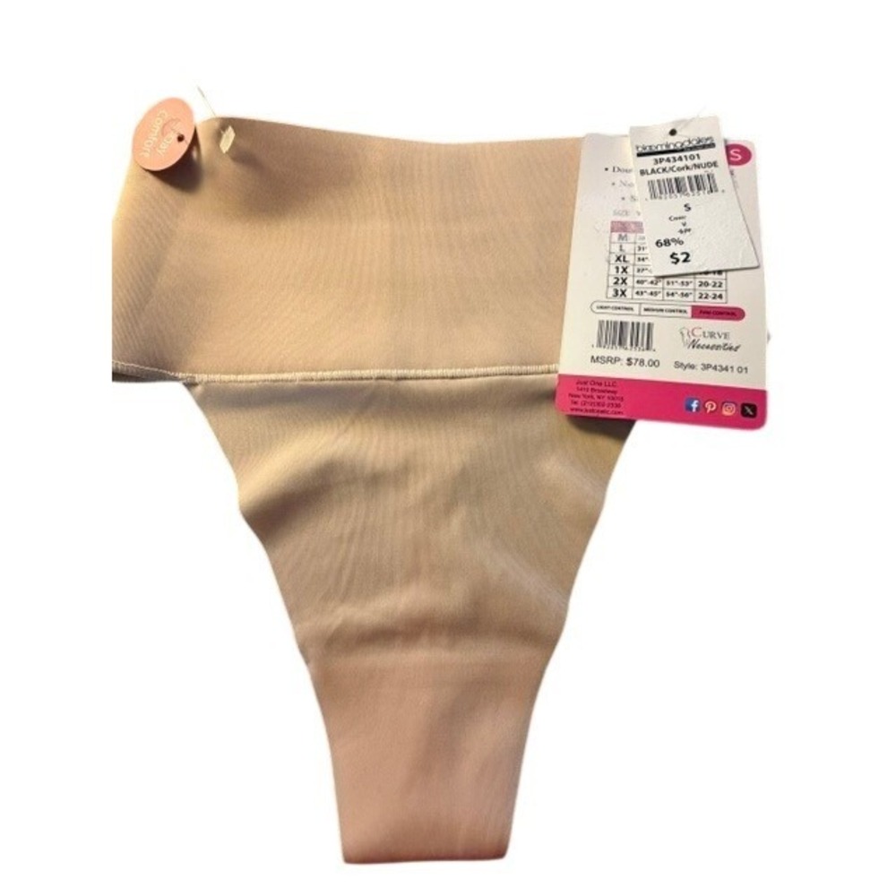 Curve Necessities Womens High Waist Thong Shapewear Nude Firm Control Small‎ NEW